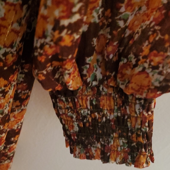 Charles Henry Brown Floral Long Sleeve Lined Dress - Picture 5 of 9